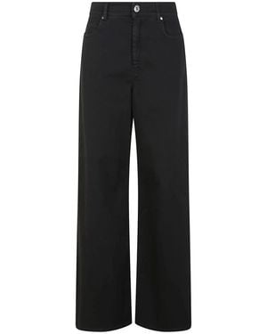 Weekend by Maxmara Vaqueros De Algodón Lavado Negro Con Parche De Cuero, Mujer, Talla