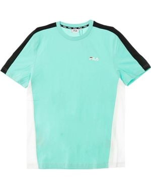 Fila Bunte Bänder Crewneck T-Shirt Grün/Weiß/Schwarz - Blau