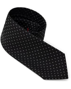 Jil Sander Regiment Seidenkrawatte Blaue Streifen - Schwarz