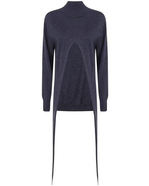 Issey Miyake Zijden Kasjmier Gebreide Top - Blauw