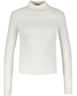 Courreges Truien & Vesten ,Wit ,Polyester Re-Edition Rib Knit Mockneck Sweater