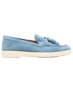 Santoni Blaue casual geschlossene loafers mit gummisohle
