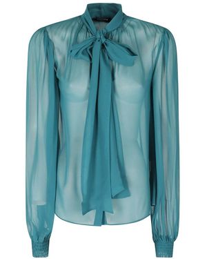 retroféte Overhemden ,Blauw ,Chiffon Halsi Top