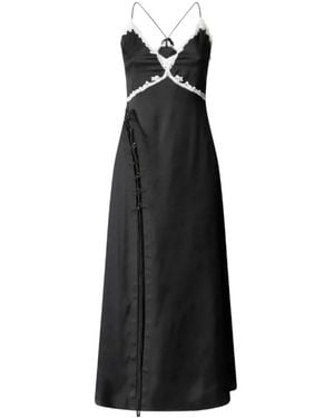 Pinko Slit And Lace Inserts Long Dress - Black