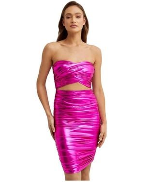 Bronx and Banco Metallic Mini Dress - Roze