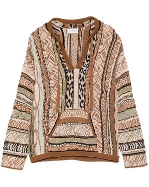 Laneus Truien & Vesten ,Bruin ,Hooded V-Neck Sweater
