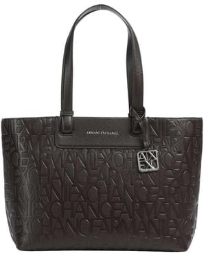 ARMANI EXCHANGE Tassen ,Bruin ,Polyester Logo Shopping Schoudertas - Zwart