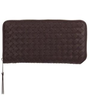 Bottega Veneta Intrecciato Piccolo Zip Around Wallet - Braun