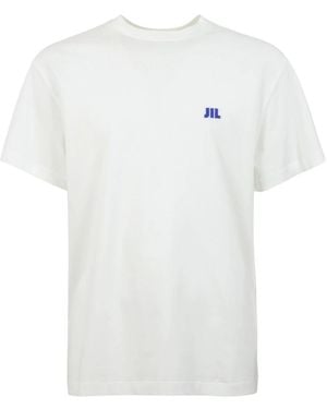 Jil Sander Tops ,Wit ,Katoen T-Shirt Met Ronde Hals