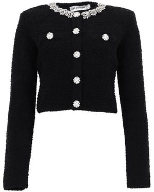 Self-Portrait Truien & Vesten ,Zwart ,Katoen Crystal Trim Cardigan