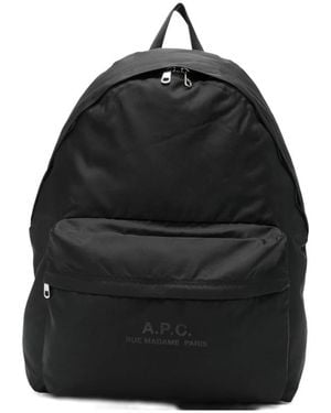A.P.C. Backpack With Logo-Uomo - Nero