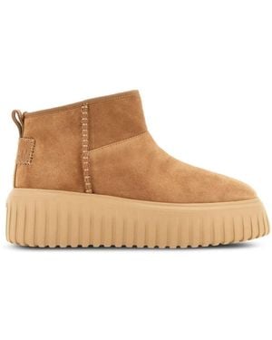 Hogan H-Stripes Suede Ankle Boot - Brown