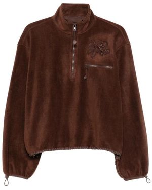 Cecilie Bahnsen Sweatshirt Met Strik-Borduring En Halve Rits - Bruin