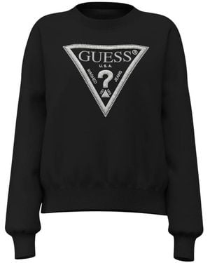 Guess Hoodies & Sweatvesten ,Zwart ,Katoen Triangle Logo Sweatshirt
