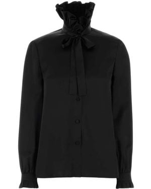 Gucci Overhemden ,Zwart ,Satijn Zijden Satijnen Strikblouse