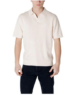Calvin Klein Beiges V-Neck Polo Shirt Baumwolle - Weiß