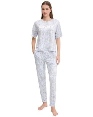 DKNY Geprintte Gebreide Pyjamaset - Blauw