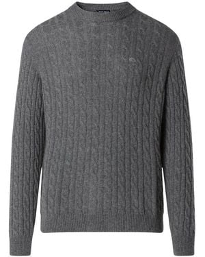 North Sails Truien & Vesten ,Grijs ,Wol Pullover Met Kabelsteek En Ronde Hals