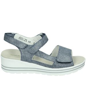 Waldläufer Schoenen ,Blauw ,Leer Blauwe Sportieve Sandalen Met Uitneembaar Voetbed