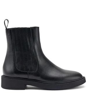 Frau Chelsea Boots Aus Leder Mit Verdecktem Gummizug - Schwarz