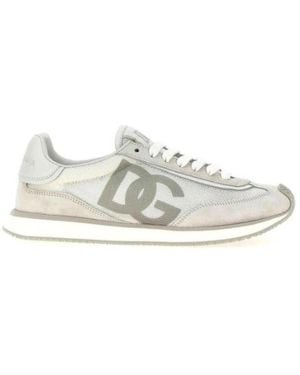 Dolce & Gabbana Witte Mesh Platte Schoenen
