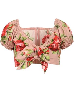 Dolce & Gabbana Top Met Bloemenprint Van Katoen - Roze