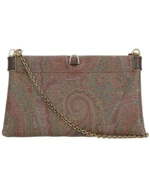 Etro Tassen ,Bruin ,Katoen Talk Mini Clutch - Grijs