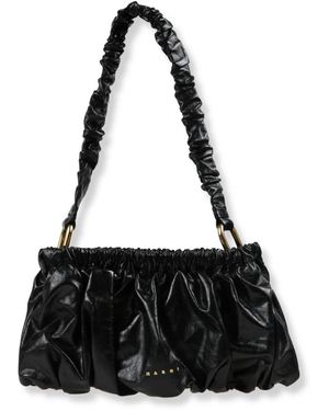 Marni Tassen ,Zwart ,Leer Gathered Leather Clutch