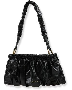 Marni Geraffte Leder-Clutch - Schwarz