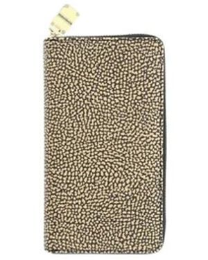 Borbonese Accessoires ,Leer Compacte Portemonnee Met Ritssluiting - Wit