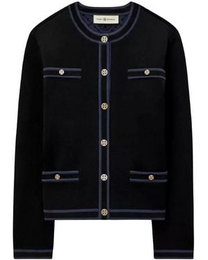 Tory Burch Schwarzer Cardigan Mit Goldknöpfen
