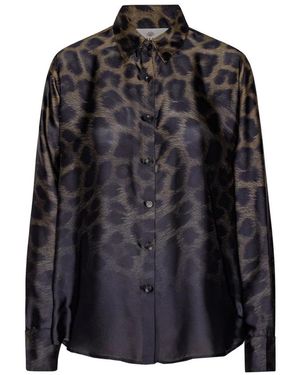 Karmamia Overhemden ,Veelkleurig ,Polyester Gradient Leo Blouse - Zwart