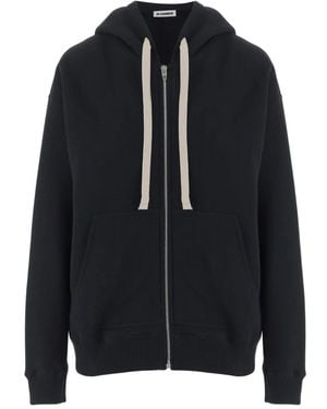 Jil Sander Katoenen Hoodie Met Logo - Zwart
