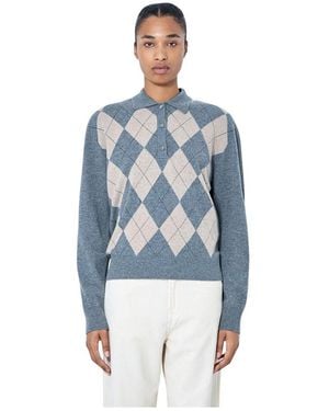 Rohe Argyle Mouliné Polo - Blau