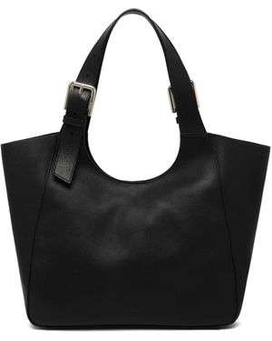 Furla Tassen ,Zwart ,Leer Leren Tote Bag Met Gespdetail