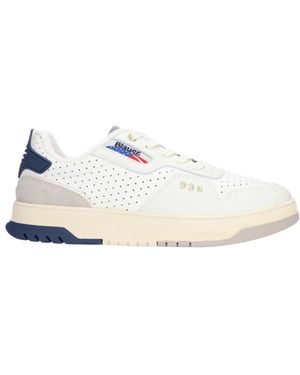 Blauer Sneakers in pelle bianco/navy per uomo