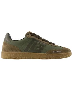 Balmain Khaki Leren Sneakers - Groen