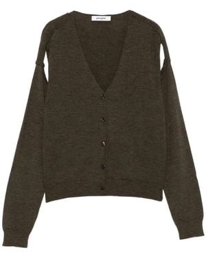 GIMAGUAS Bruine Merinowol V-Hals Sweater - Groen