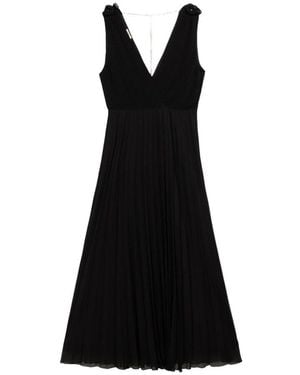 Oltre Langes Plissee-Kleid Mit Rüschen - Schwarz