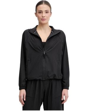 DKNY Jassen ,Zwart ,Polyester Logo Hooded Short Jacket