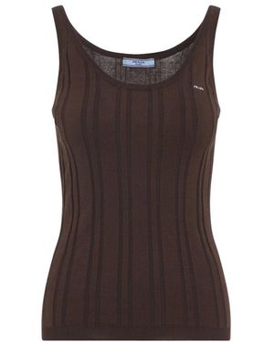 Prada Tabacco Ribbed Knit Tank Top - Bruin