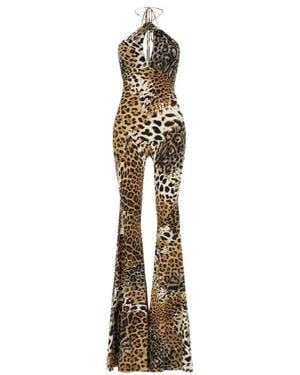 Roberto Cavalli Jumpsuit Met Jaguar Skin Print - Metallic