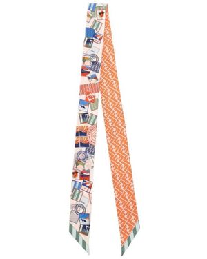 Fendi Accessoires ,Veelkleurig ,Nylon Wrappy Smalle Sjaal - Wit