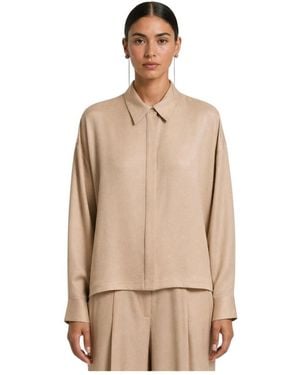 Peserico Overhemden ,Blouse Met Bladerkraag - Naturel