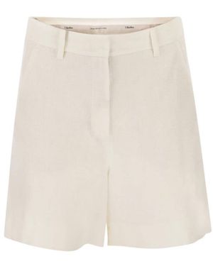 Max Mara Korte Broeken ,Wit ,Linnen Smmparty Linnen Short Short - Naturel