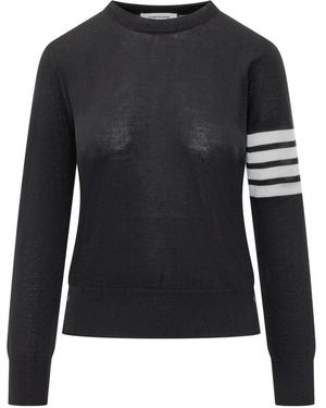 Thom Browne Truien & Vesten ,Blauw ,Ronde Hals Trui - Zwart