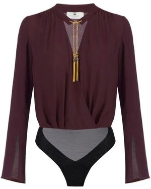 Elisabetta Franchi Georgette Bodysuit Met Juweeldetails - Paars