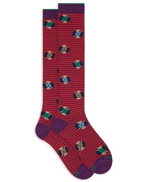 Gallo Patterned Long Socks - Rood