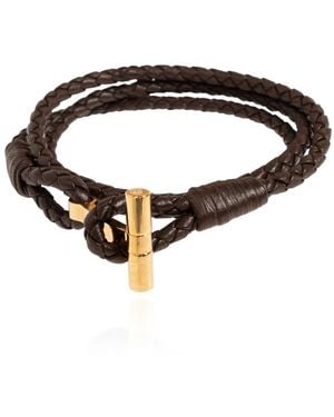 Tom Ford Geflochtenes Leder T-Armband - Schwarz