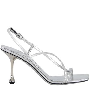 Jimmy Choo Silberne Metallic-Ledersandalen - Weiß